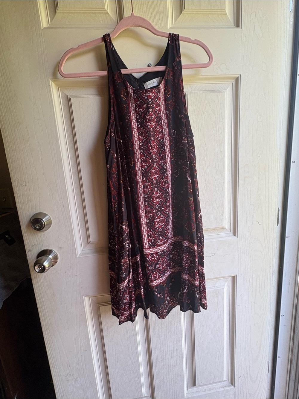 Altar'd State Black and Burgundy Paisley Tank Dress